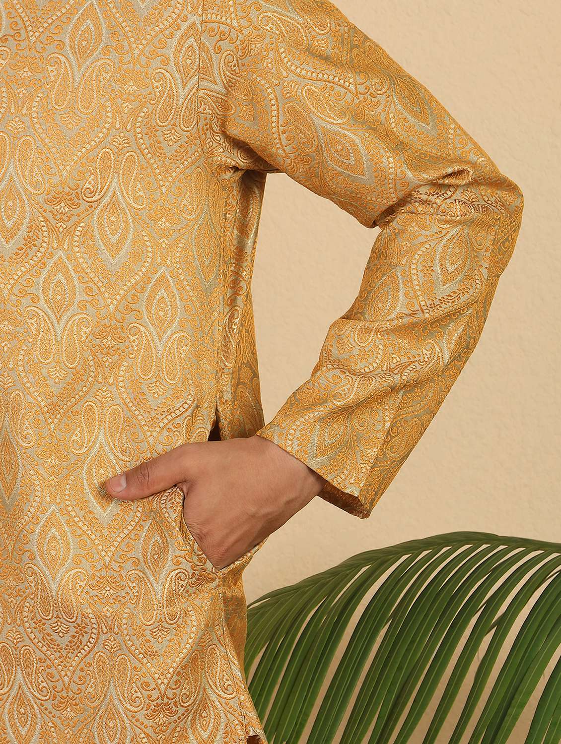 men self design mandarin neck long kurta - 22619278 -  Standard Image - 5