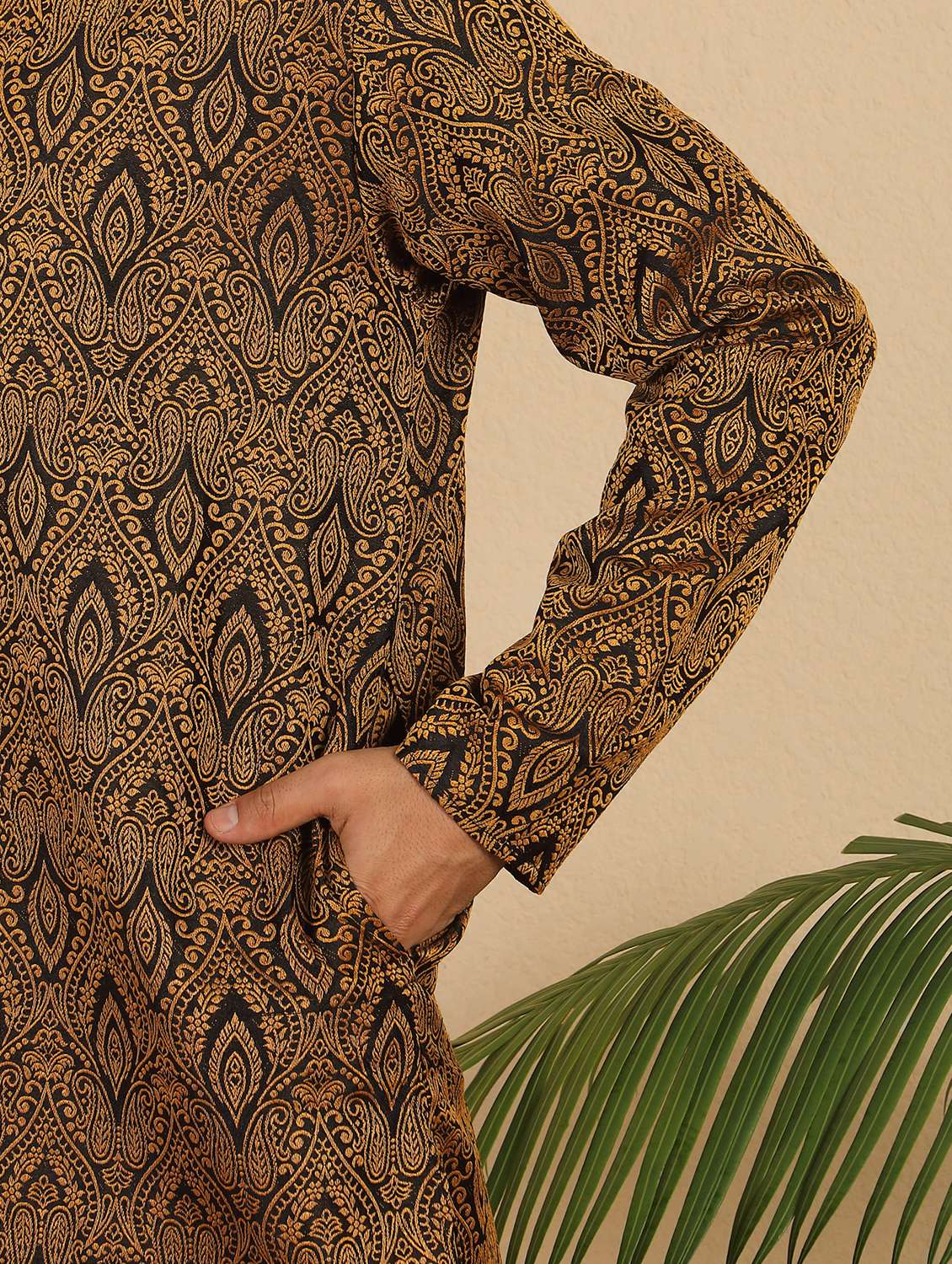 men self design mandarin neck long kurta - 22619279 -  Standard Image - 5