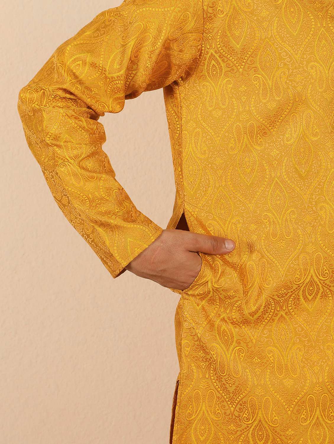 men self design mandarin neck long kurta - 22619283 -  Standard Image - 5