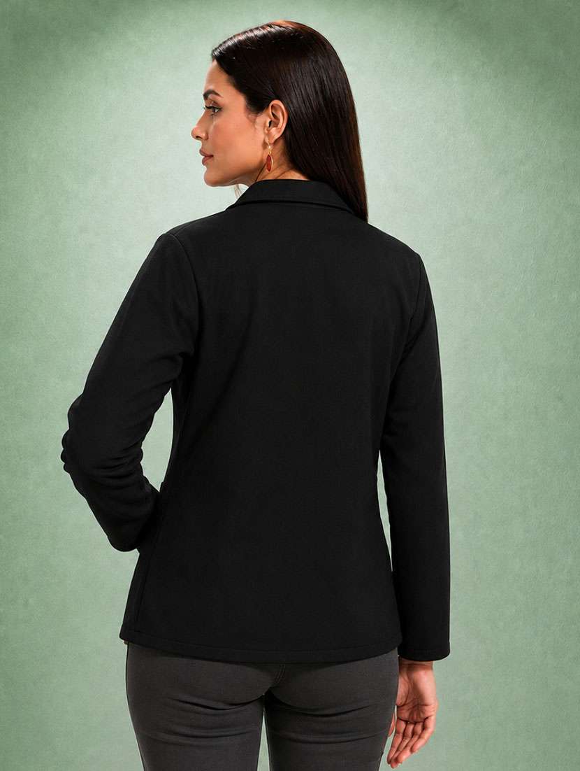 women solid long sleeves casual blazer - 22619286 -  Standard Image - 3