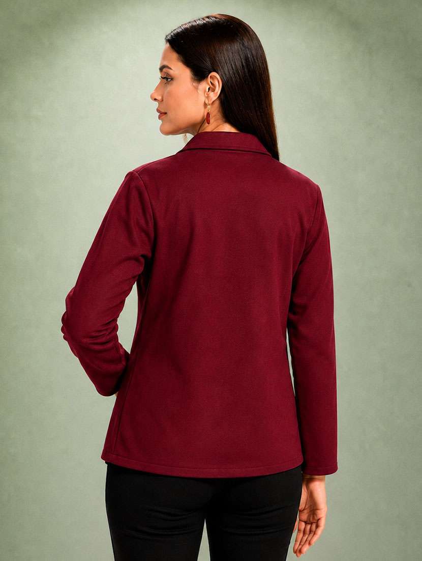 Women Solid Long Sleeves Casual Blazer - 22619287 -  Standard Image - 3