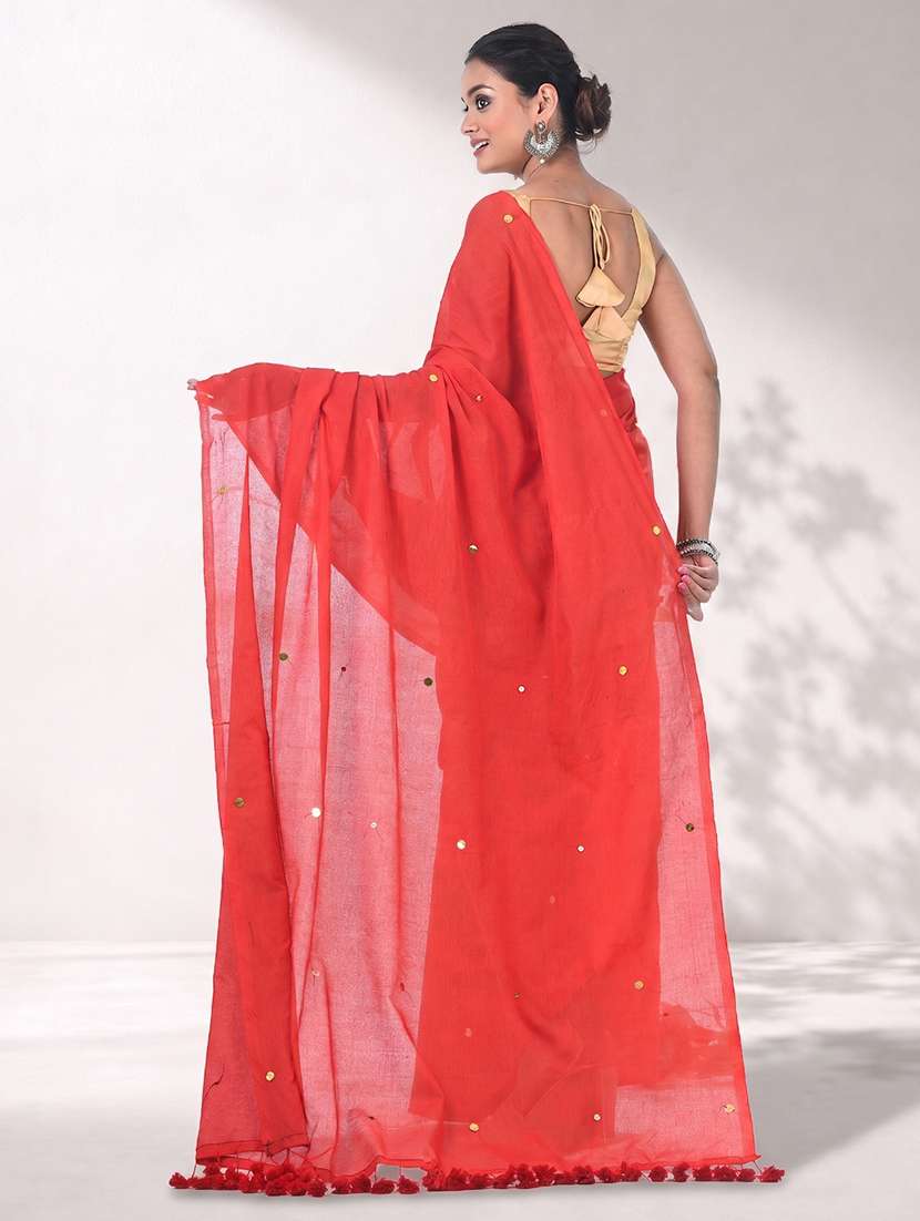 Women Solid With Work Embellished Saree With Blouse - 22619319 -  Standard Image - 3