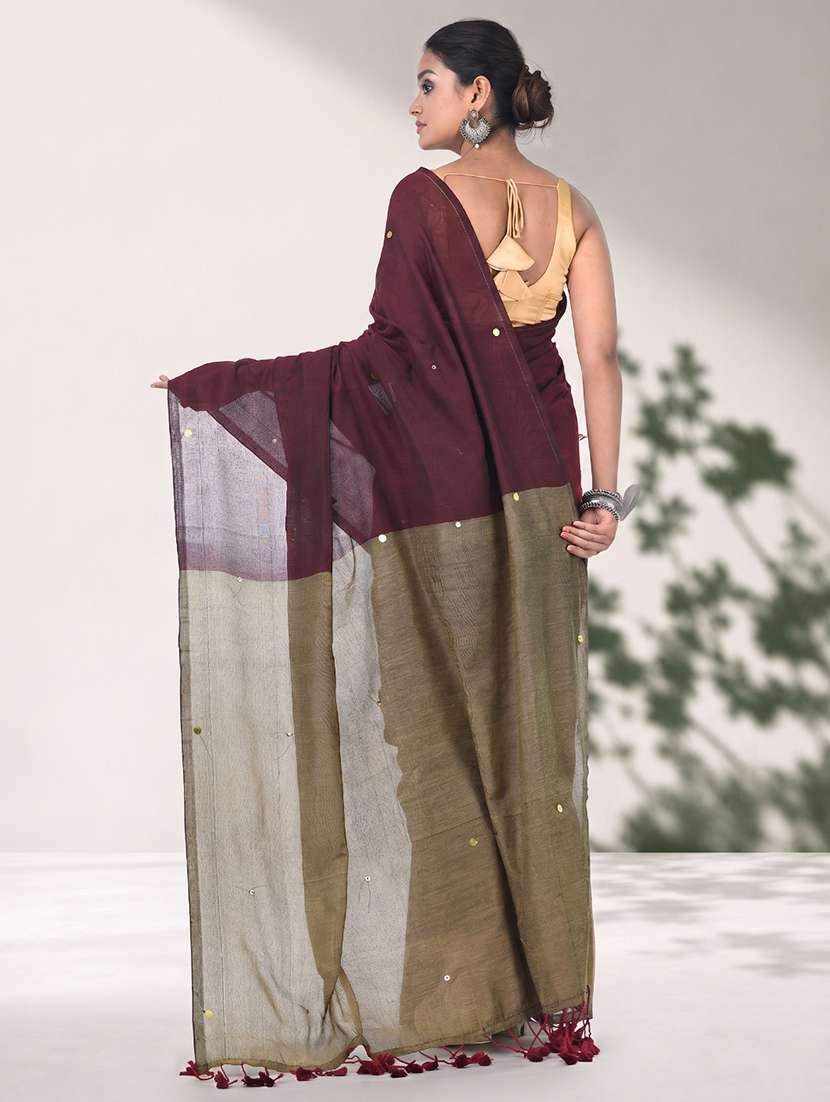 women solid with work embellished saree with blouse - 22619328 -  Standard Image - 3