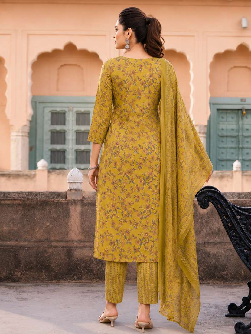 Women Printed Three Quarter Sleeves Kurta Pant Set With Dupatta - 22619364 -  Standard Image - 3