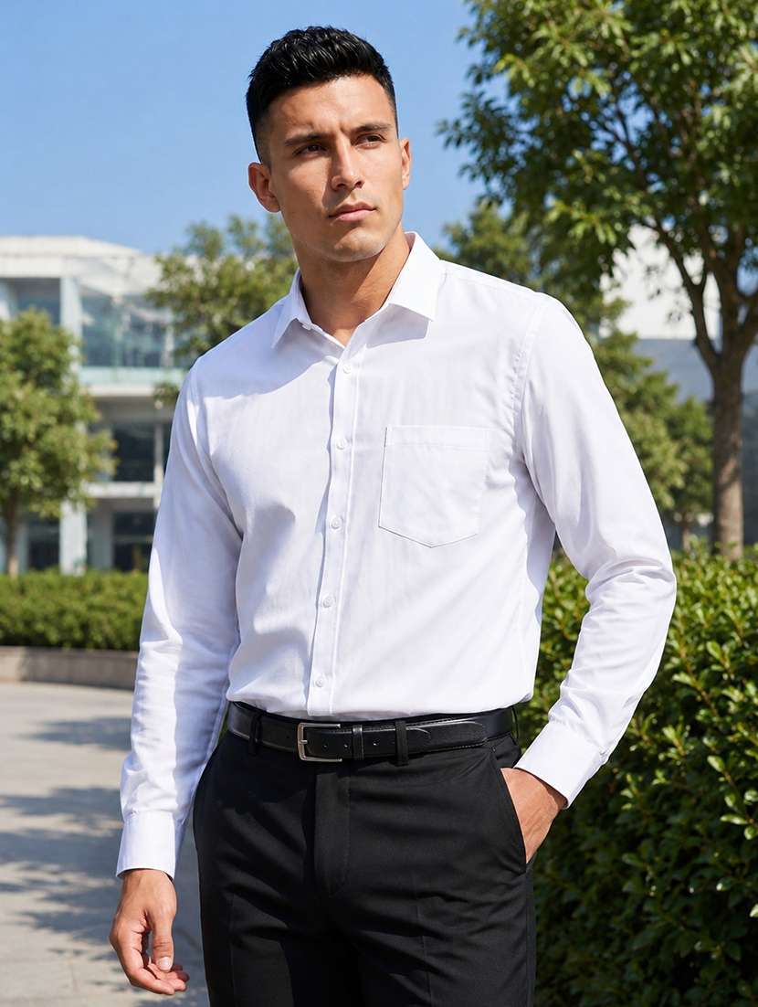 men solid long sleeves formal shirt