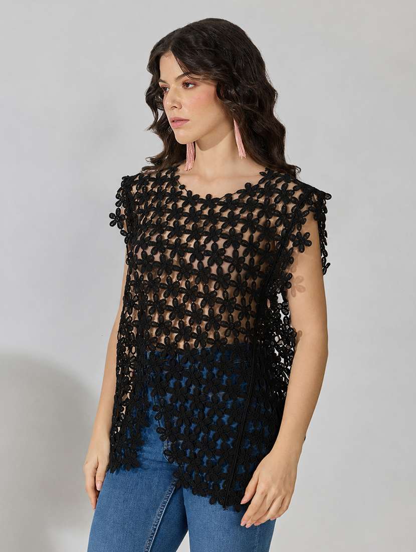 Women Self Design Sleeveless Regular Top - 22619434 -  Standard Image - 3