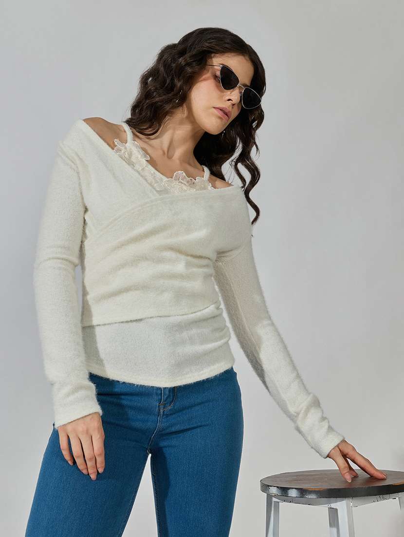 women solid long sleeves regular top