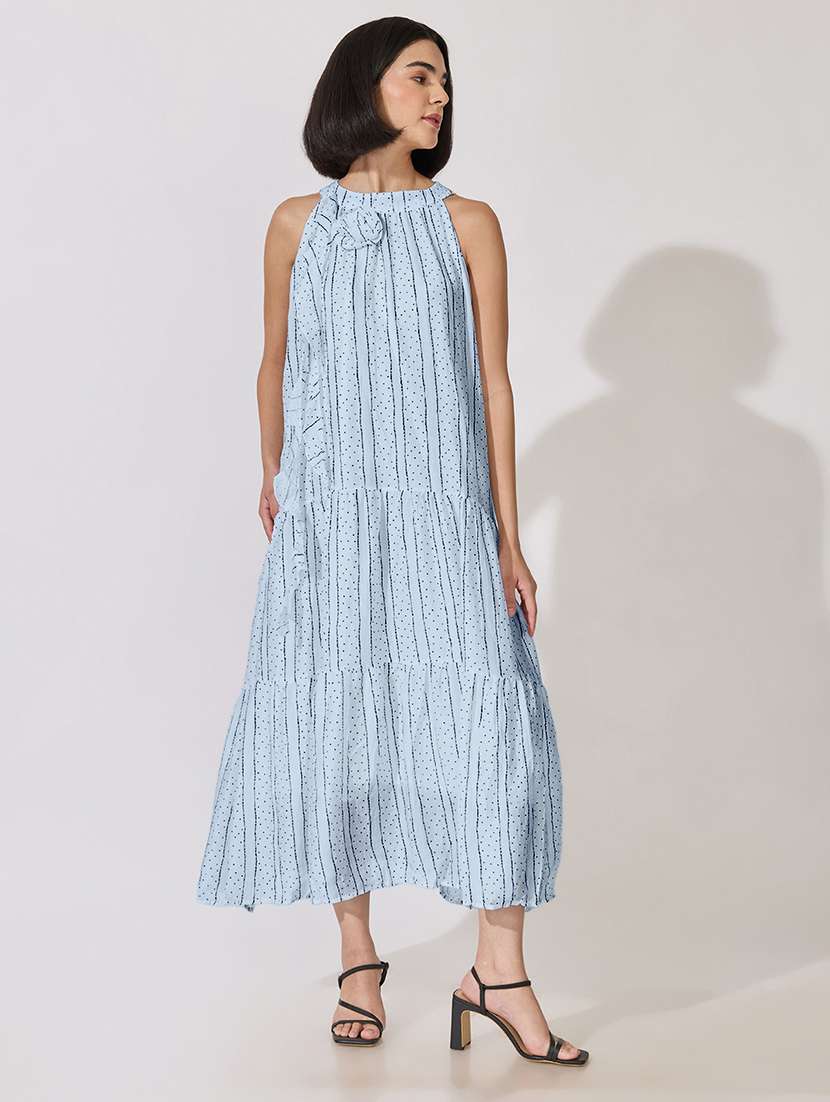 Women Printed Halter Neck Tiered Dress - 22619448 -  Standard Image - 3