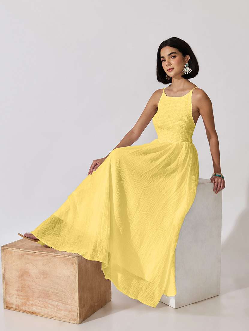 Women Solid Sleeveless Fit And Flare Dress - 22619454 -  Standard Image - 5