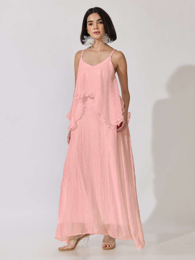 Women Solid Shoulder Strap Layered Dress - 22619463 -  Standard Image - 3