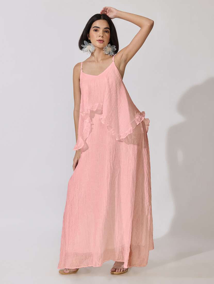 Women Solid Shoulder Strap Layered Dress - 22619463 -  Standard Image - 5