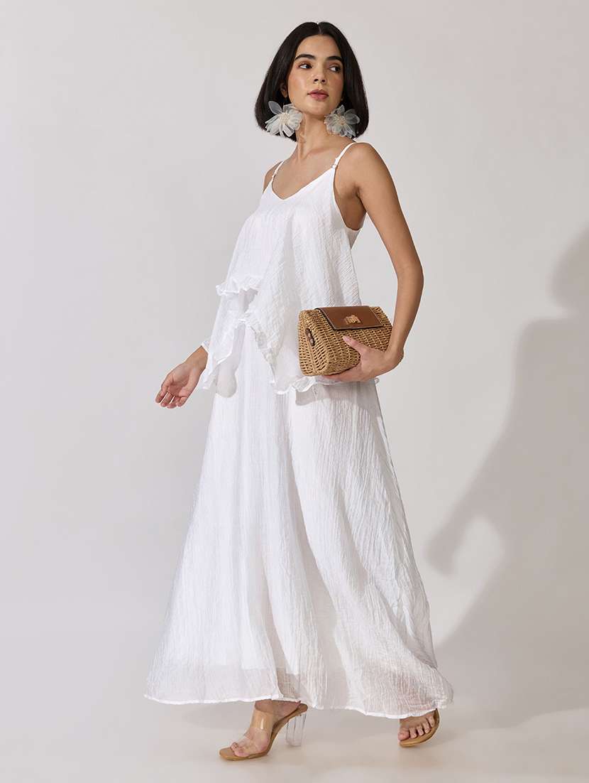 women self design shoulder strap layered dress