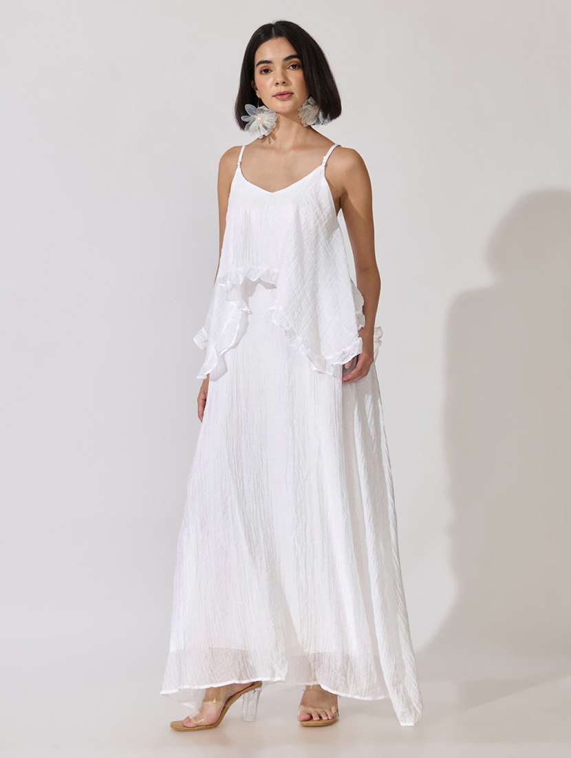 Women Self Design Shoulder Strap Layered Dress - 22619476 -  Standard Image - 3
