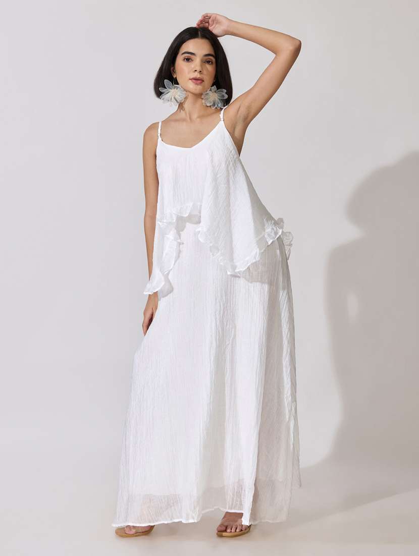 Women Self Design Shoulder Strap Layered Dress - 22619476 -  Standard Image - 5
