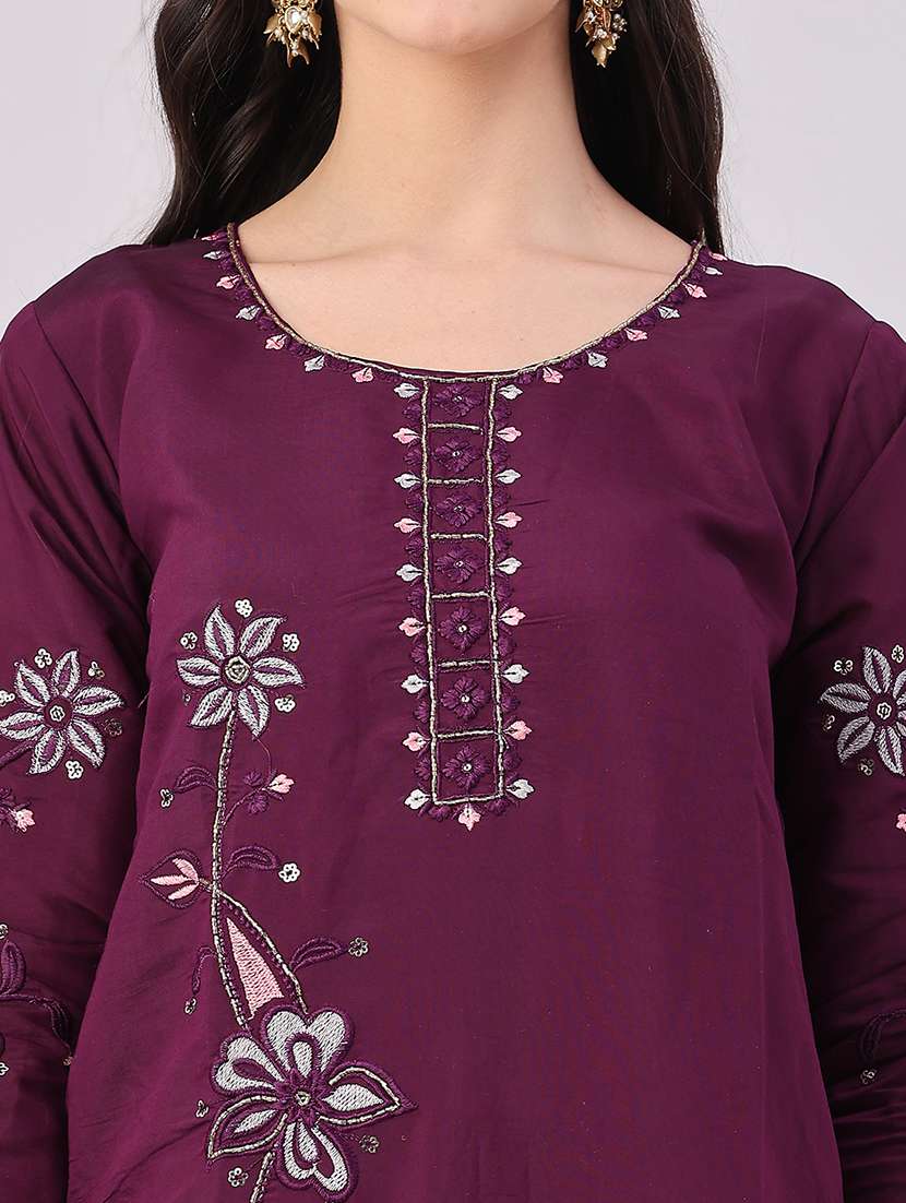 Women Embroidered Three Quarter Sleeve Kurta Pant With Dupatta Set - 22619545 -  Standard Image - 5