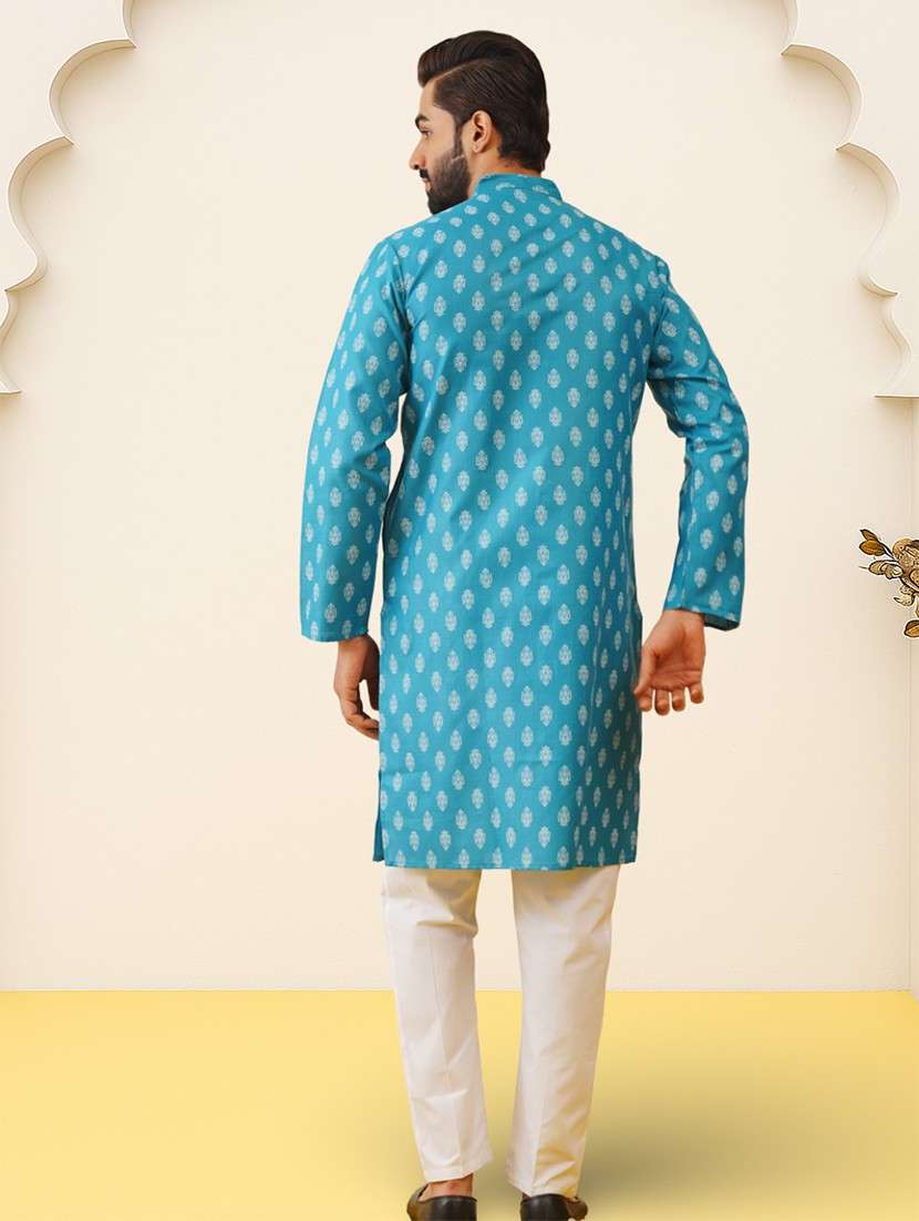 men printed long sleeves kurta pyjama set - 22624657 -  Standard Image - 3