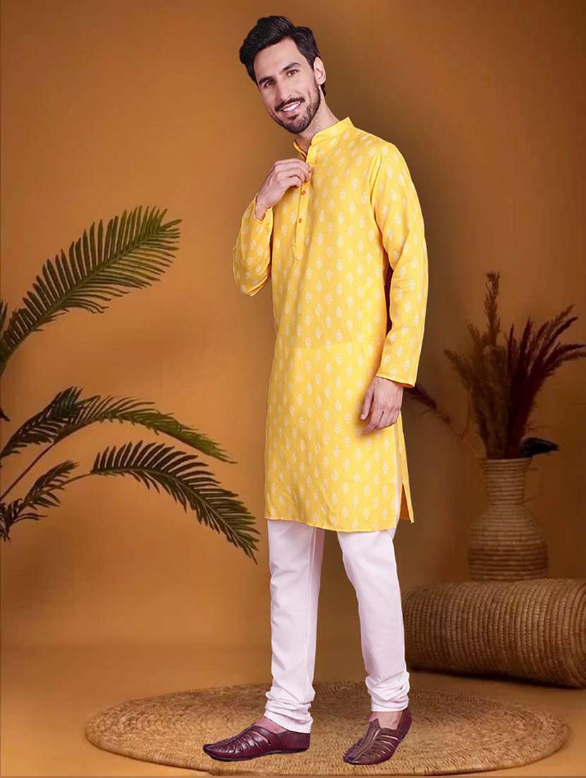 men printed long sleeves kurta pyjama set - 22624658 -  Standard Image - 3