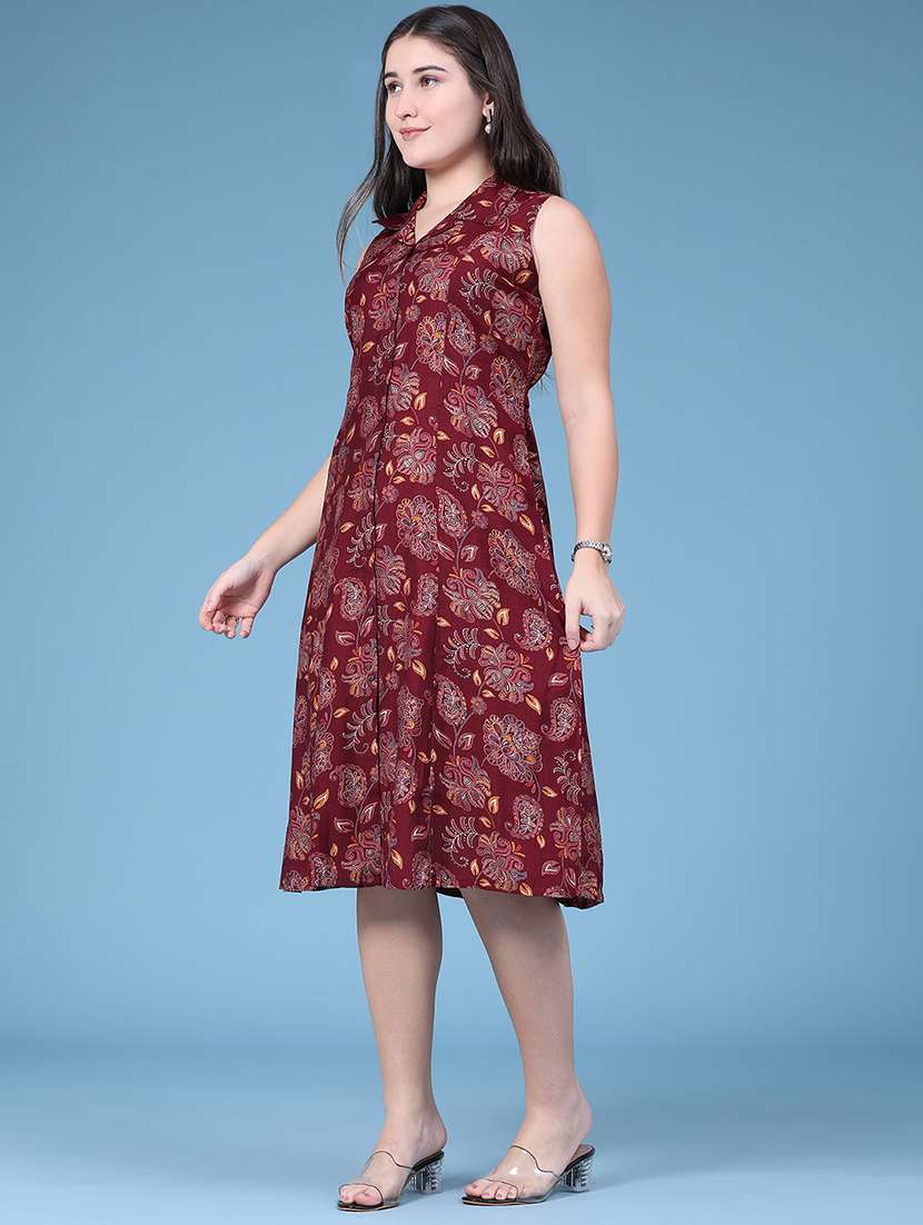 women printed sleeveless a-line dress - 22624713 -  Standard Image - 3