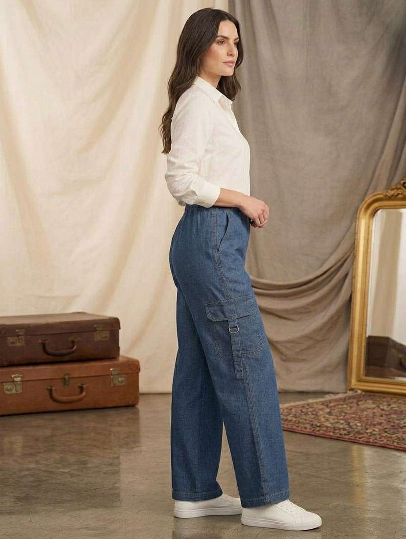 women solid mid rise regular fir cargo - 22624738 -  Standard Image - 3