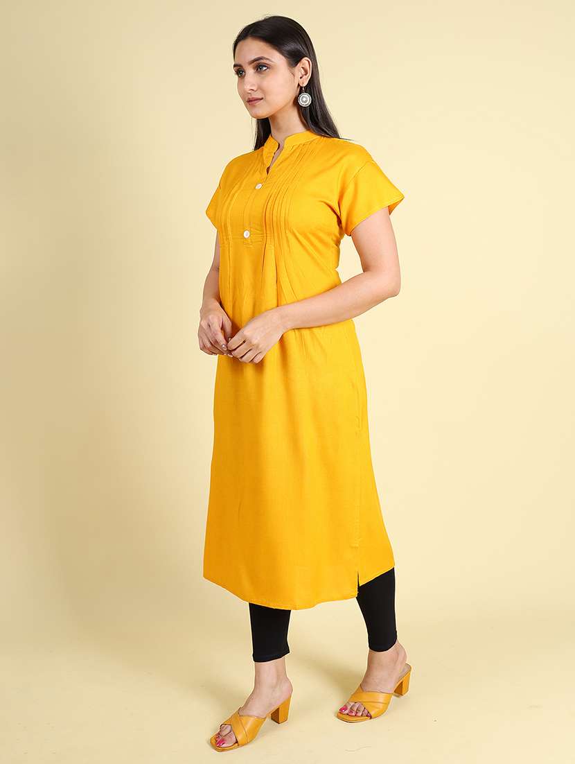 women solid short sleeves straight kurta - 22624783 -  Standard Image - 3