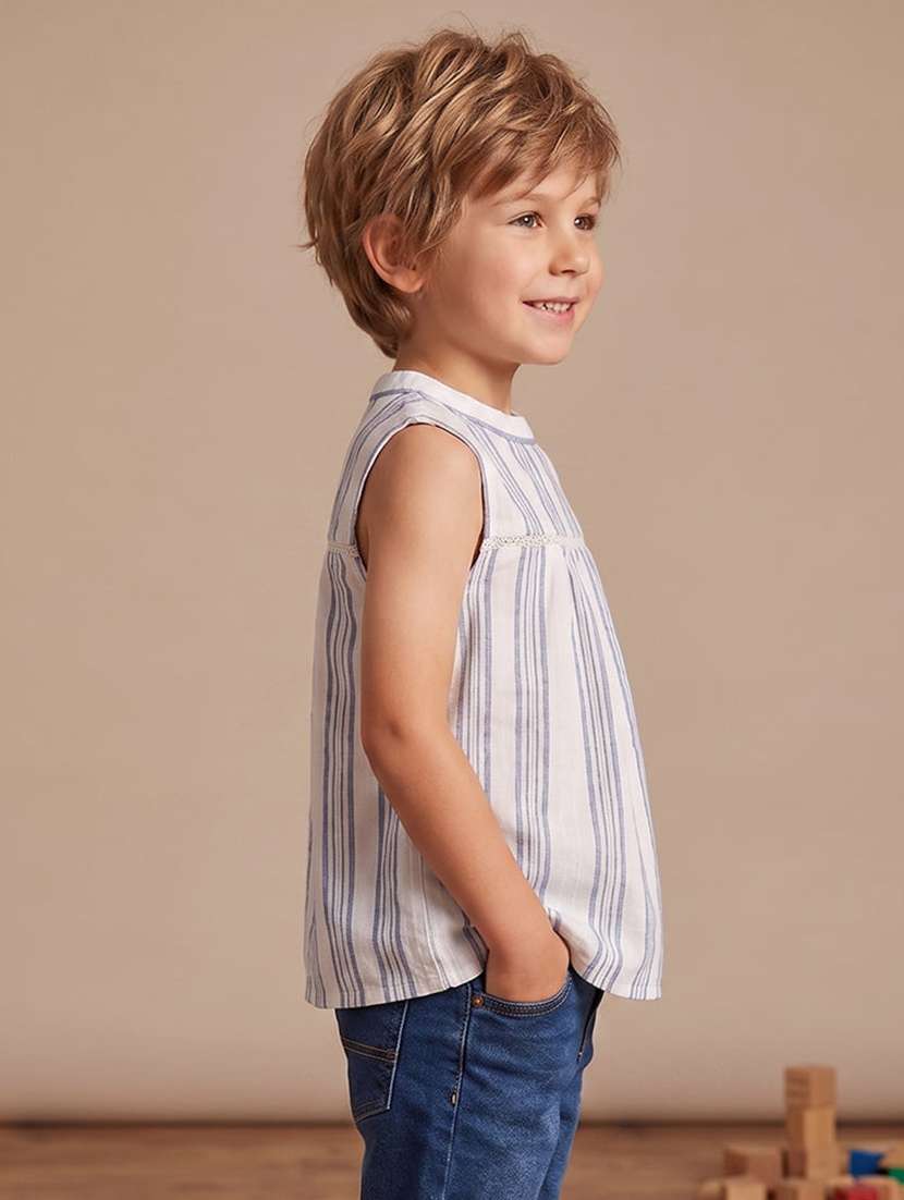 girls striped sleeveless regular fit top - 22624828 -  Standard Image - 3
