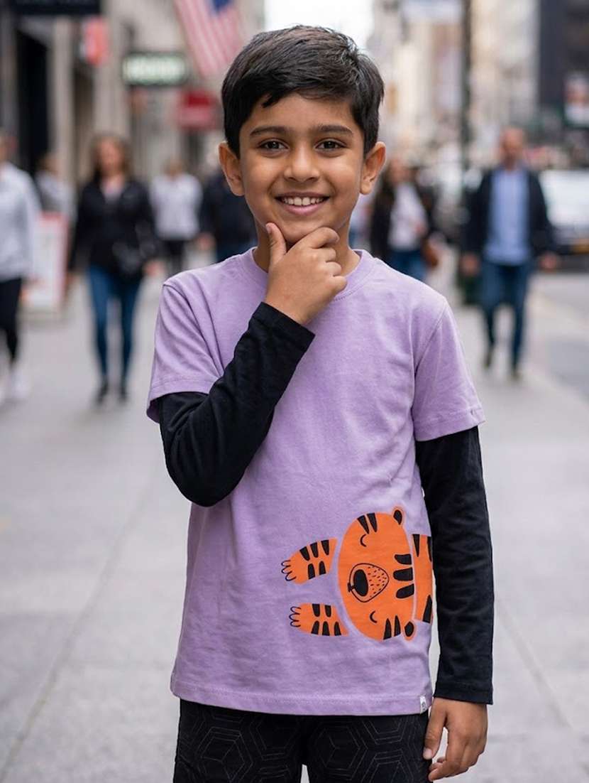 boys printed short sleeves regular fit t-shirt