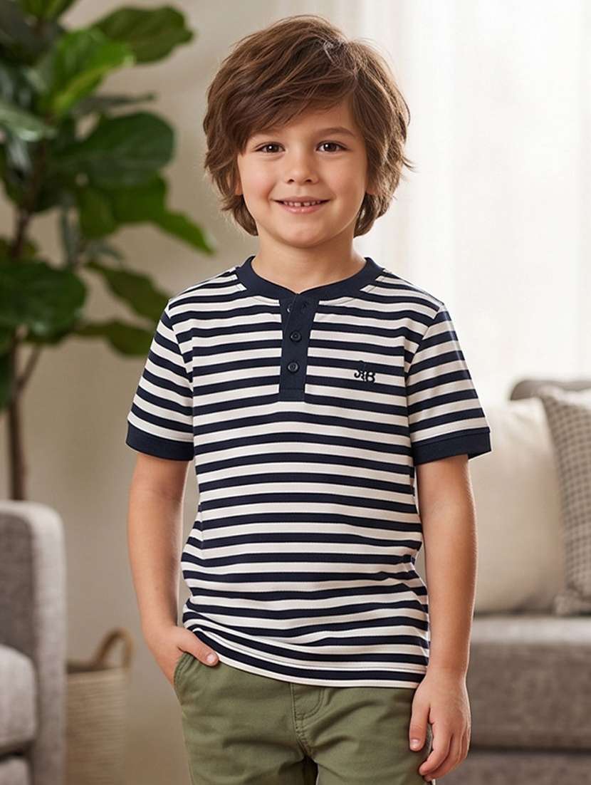 boys striped short sleeves regular fit t-shirt