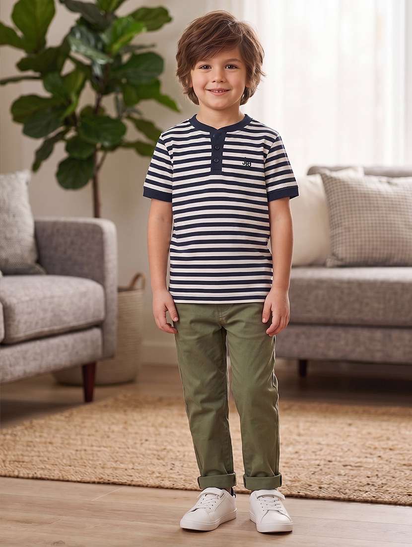 Boys Striped Short Sleeves Regular Fit T-shirt - 22624864 -  Standard Image - 3