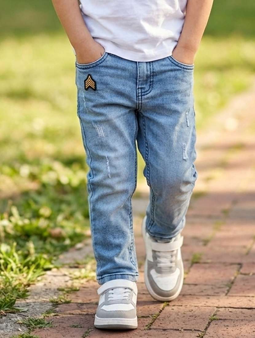 boys distressed mid rise slim fit jeans