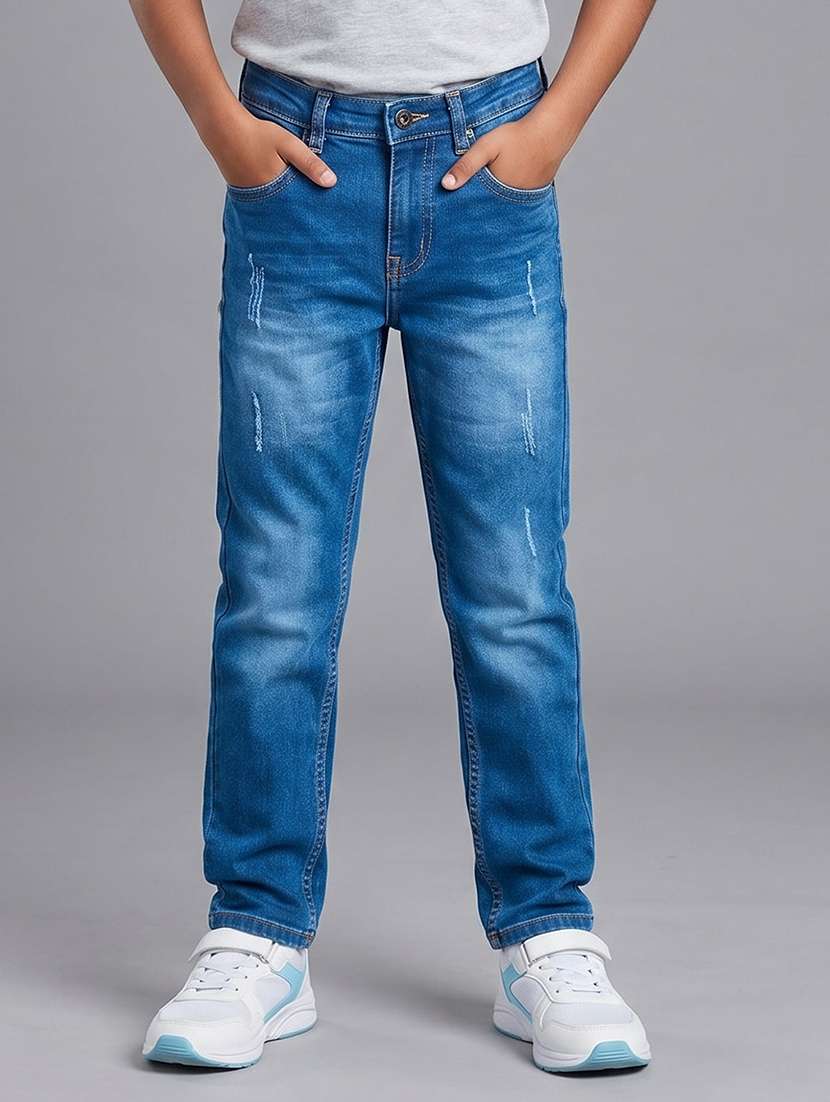 boys distressed mid rise slim fit jeans