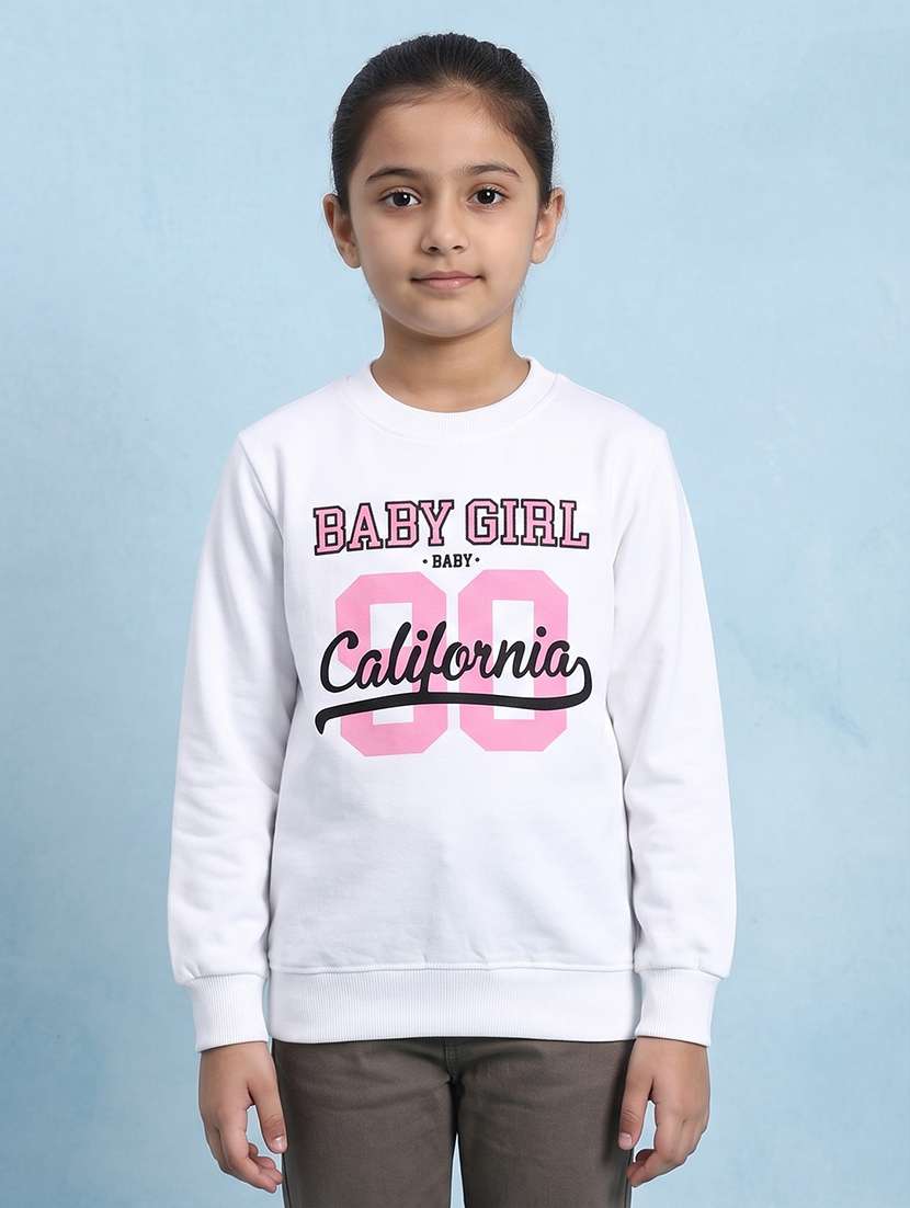 girls printed long sleeves regular fit sweatshirt