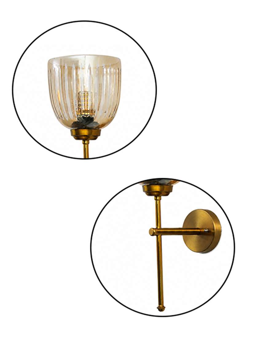 amber ribbed glass wall sconce