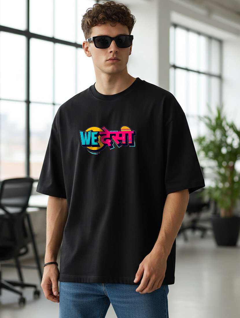 men printed short sleeves oversized t-shirt