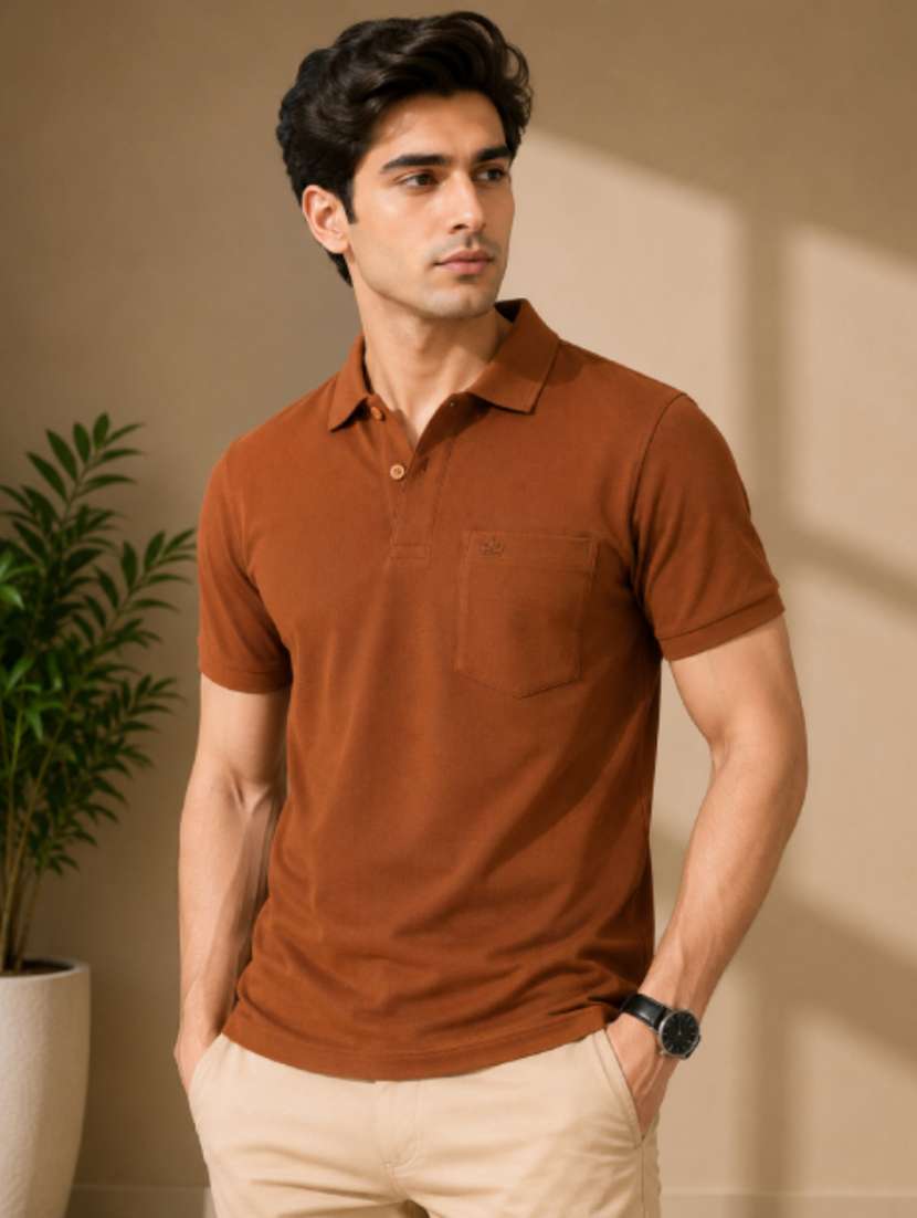 men solid short sleeves polo t-shirt
