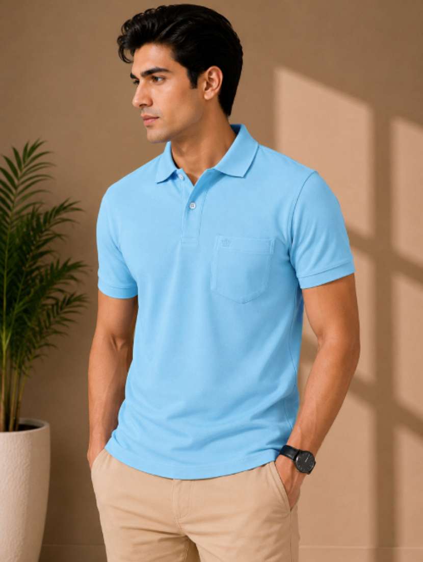 men solid short sleeves polo t-shirt