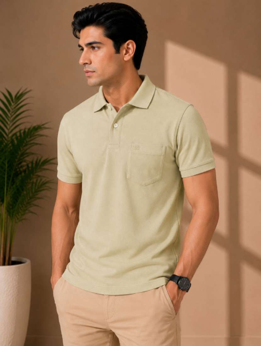 men solid short sleeves polo t-shirt