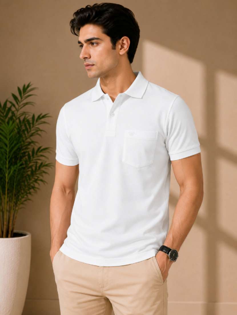 men solid short sleeves polo t-shirt