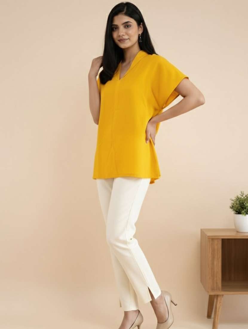 Women Solid Short Sleeves Regular Top - 22627196 -  Standard Image - 3