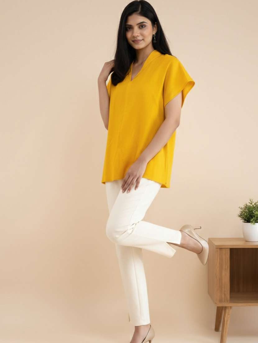 Women Solid Short Sleeves Regular Top - 22627196 -  Standard Image - 5