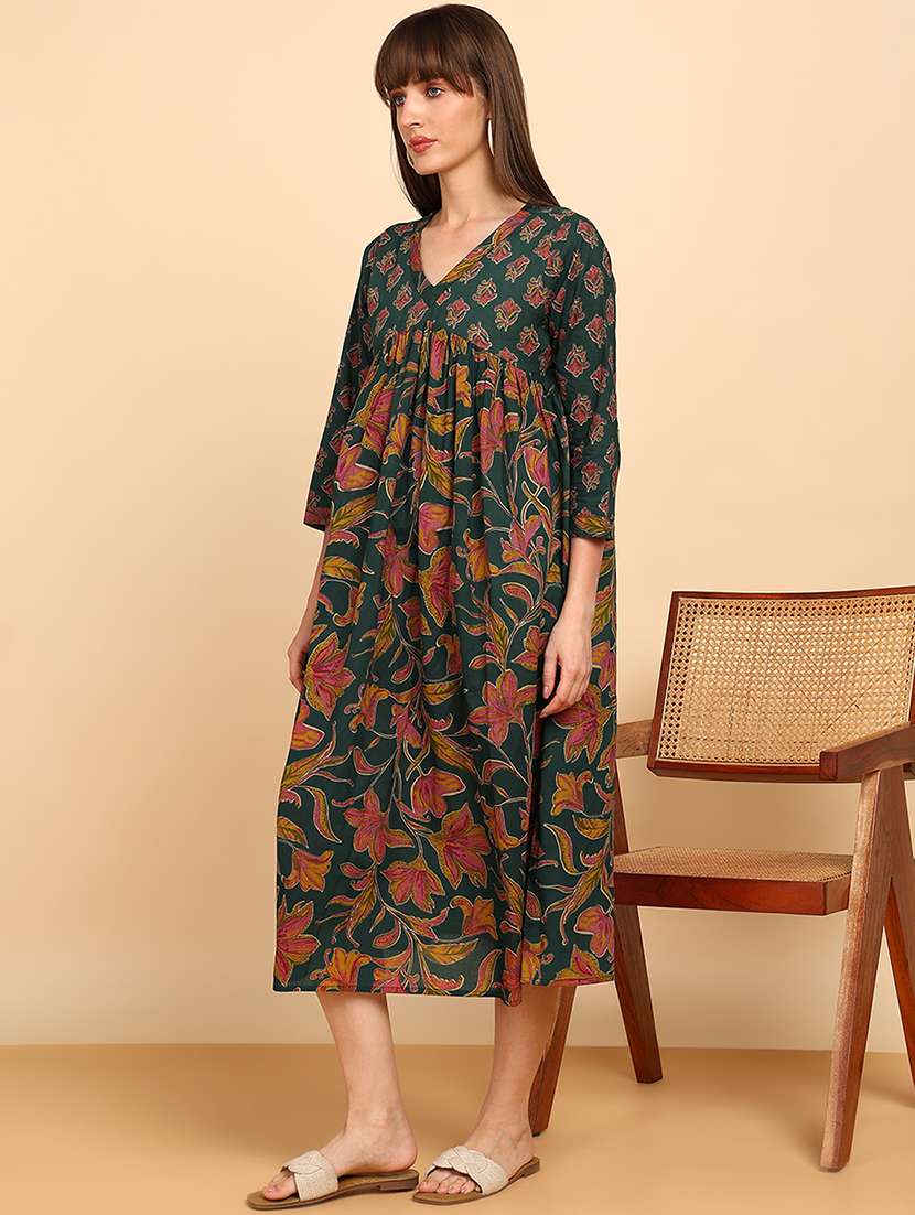 Women Printed Three Quarter Sleeves A-line Top - 22627243 -  Standard Image - 3