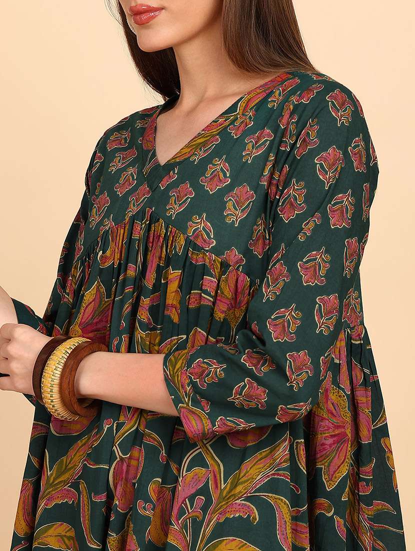 Women Printed Three Quarter Sleeves A-line Top - 22627243 -  Standard Image - 5