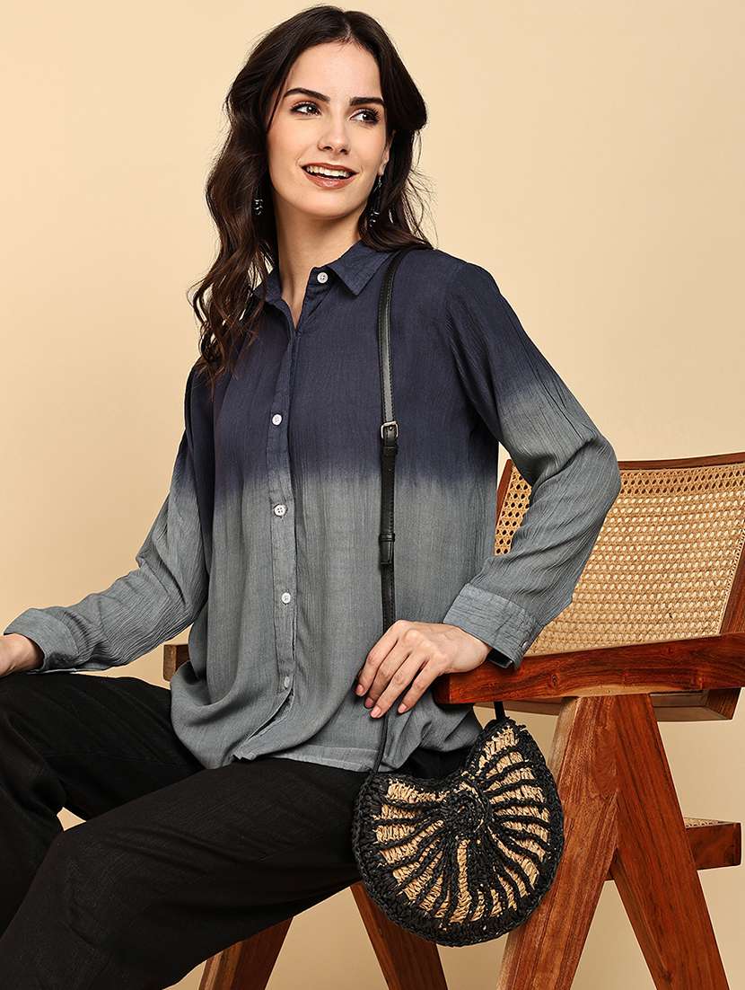 women ombre long sleeves regular shirt