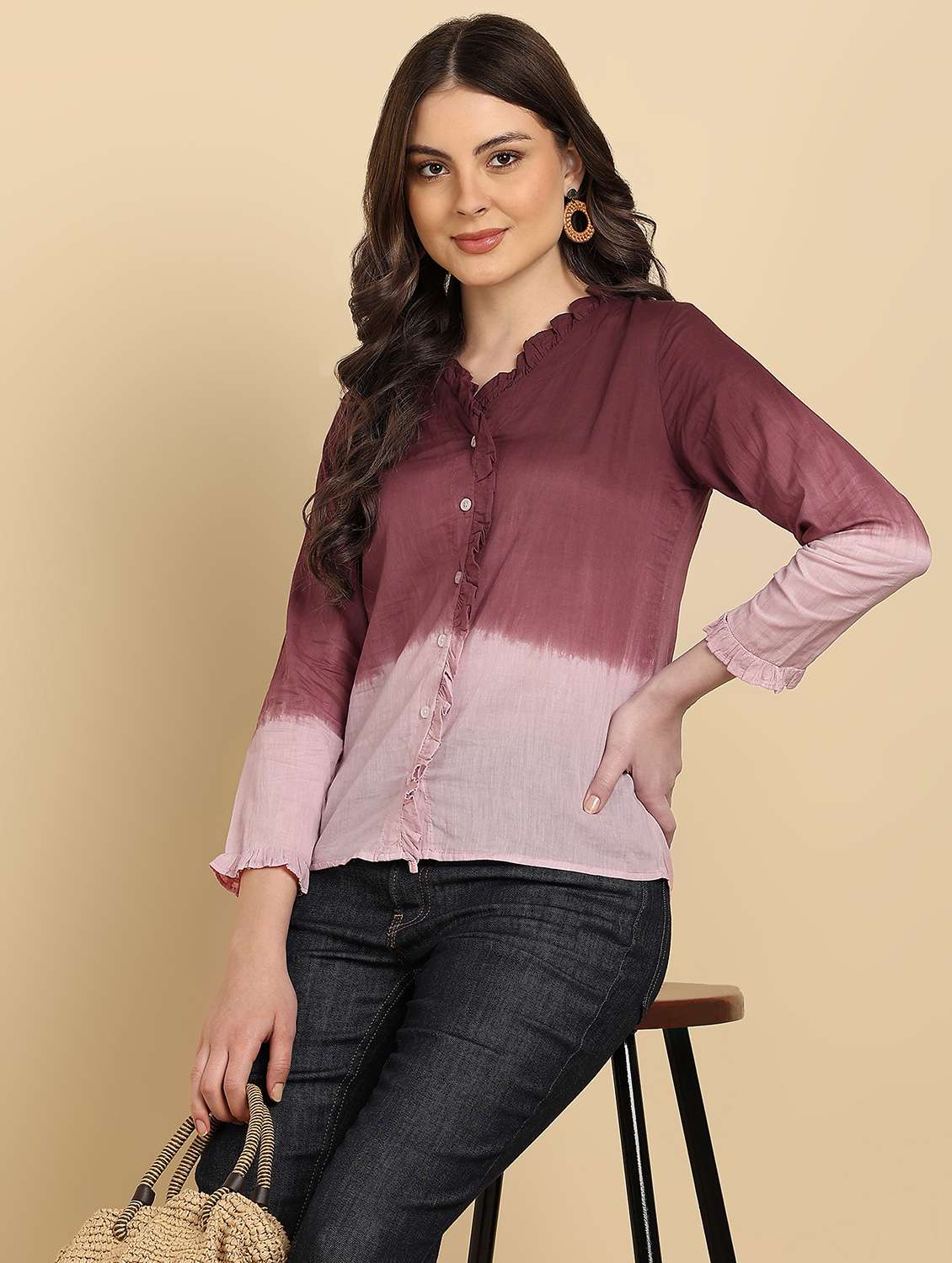 women tie and dye long sleeves regular shirt