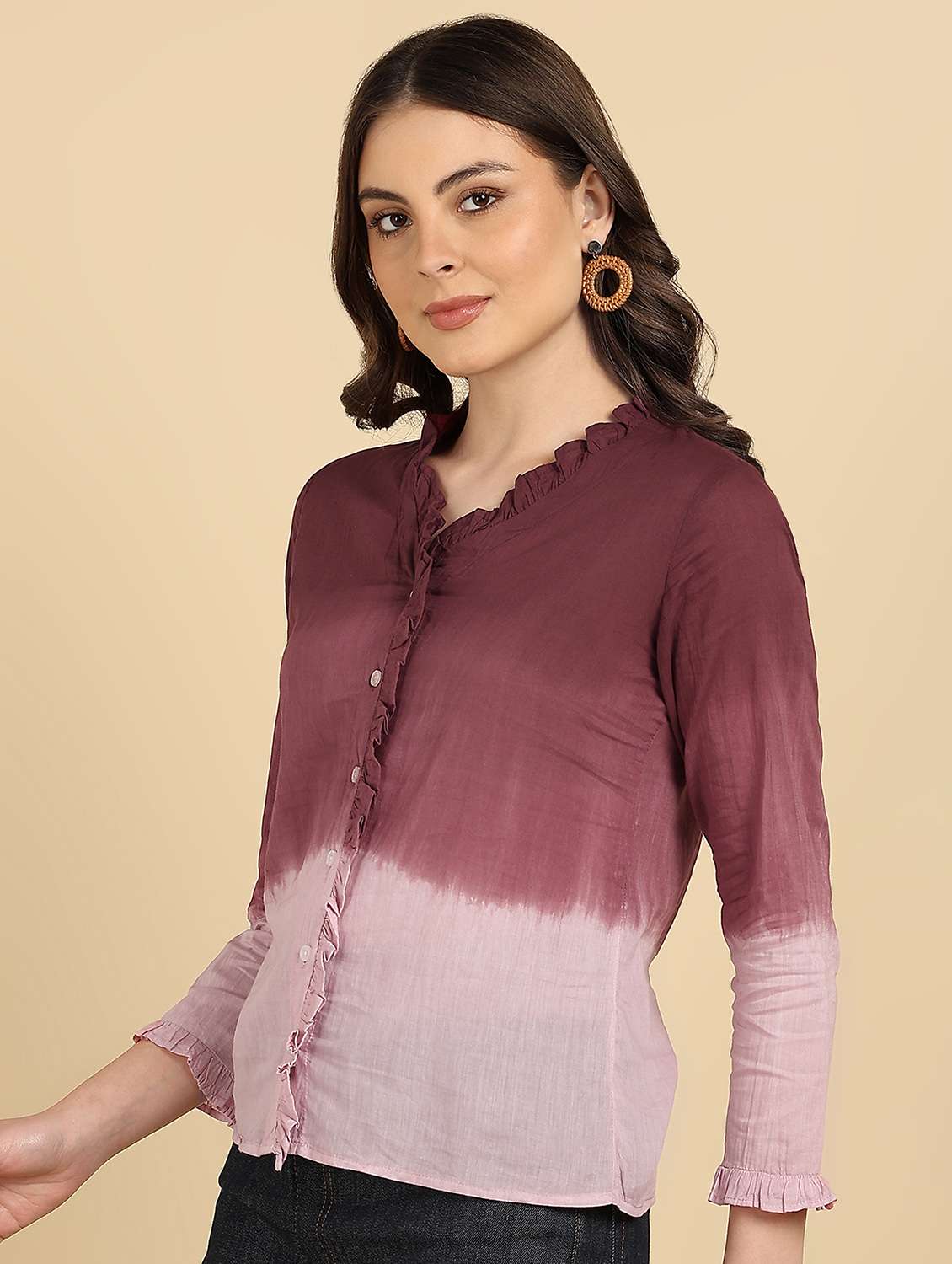 Women Tie And Dye Long Sleeves Regular Shirt - 22627260 -  Standard Image - 3