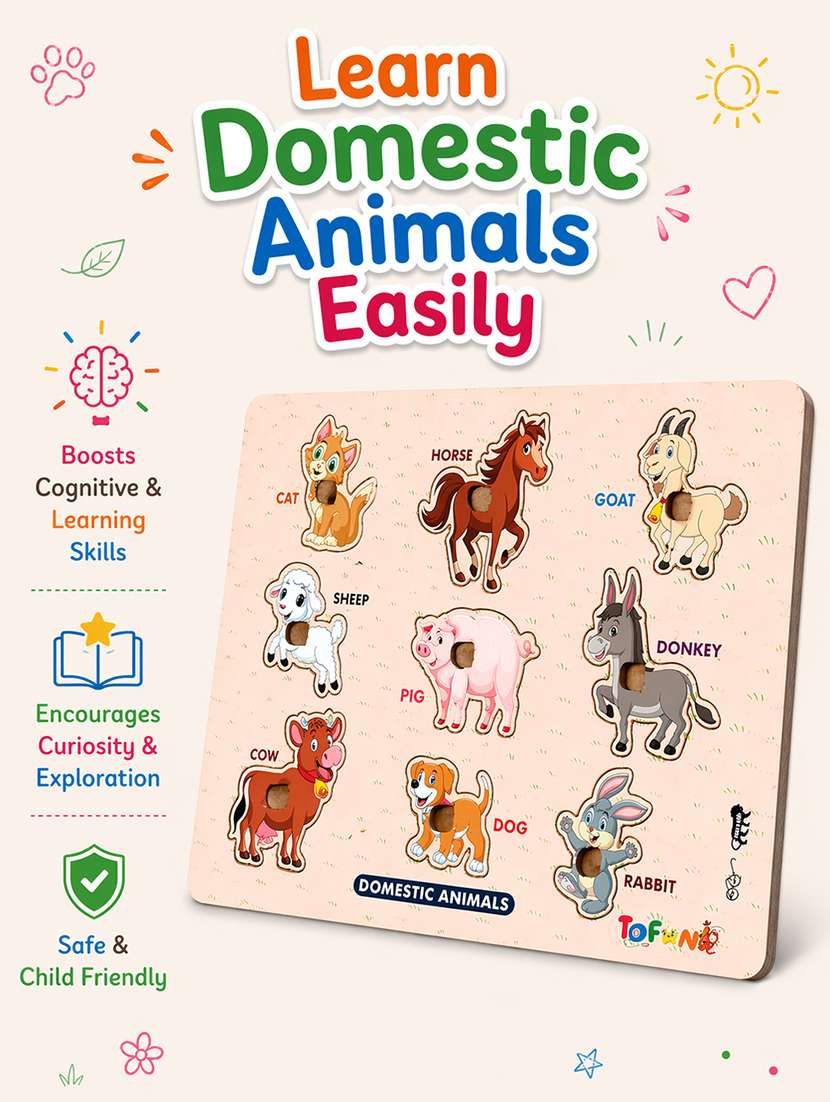 Kids Pack Of 6 Wooden Pegged Puzzle - 22627337 -  Standard Image - 5