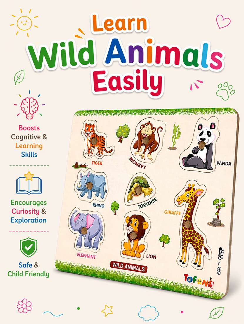 kids pack of 3 wooden pegged puzzle - 22627339 -  Standard Image - 3