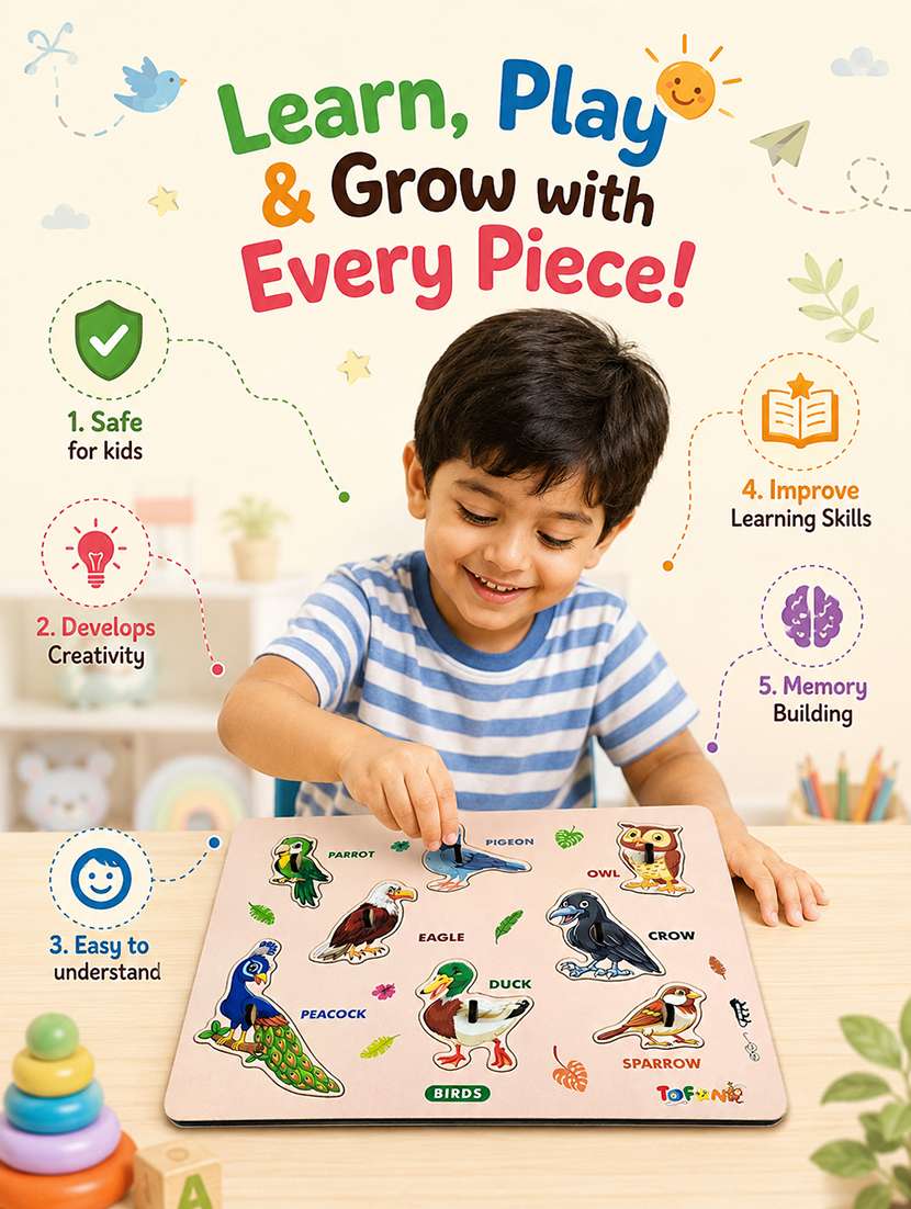 kids pack of 3 wooden pegged puzzle - 22627339 -  Standard Image - 5