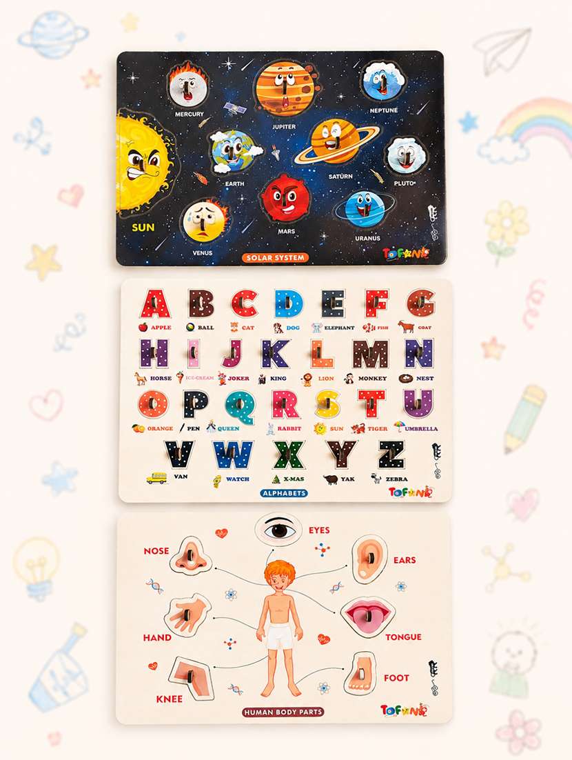 wooden pegged puzzle - pack of 3