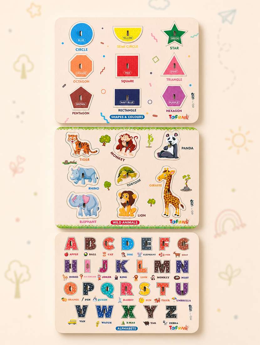 tofani wooden pegged puzzle pack of 3