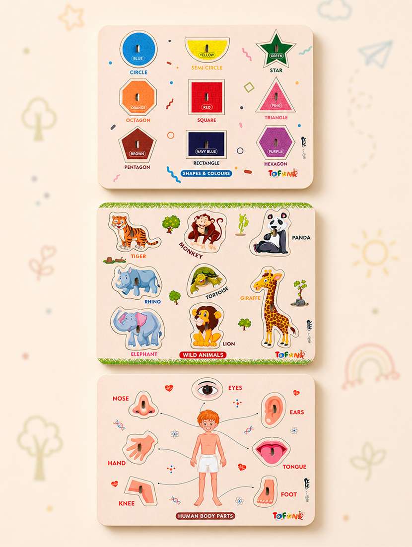 tofani wooden pegged puzzle set of 3 educational toy